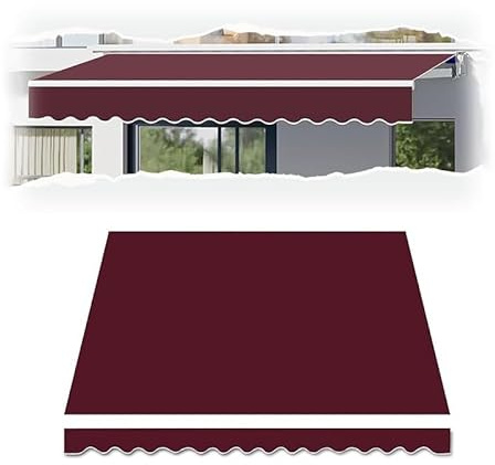 Copertura in tessuto di ricambio per tenda da sole, retrattile, per balcone, caffetteria, negozi e portici, resistente ai raggi UV, in poliestere, colore: bordeaux