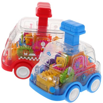 NOLITOY 2 Stück-Pack Transparentes Reibungsspielzeugauto für Kinder aus Kunststoff mit Zahnradantrieb Handliches Design der Hand Auge Koordination für Drinnen und Draußen