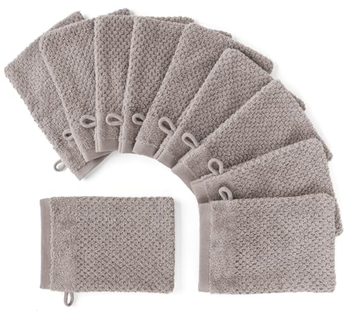 Pure Label Waschlappen 10er-Pack 16x21cm aus 100% Baumwolle - Taupe | Waschbar bis 60∘C, trocknergeeignet - weich & saugstark