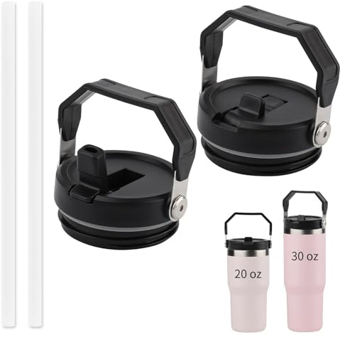 Paquete de 2 tapas a prueba de fugas para Stanley IceFlow de 20 onzas y 30 onzas, tapa de popote, reutilizable, a prueba de derrames, compatible con la serie Stanley IceFlow