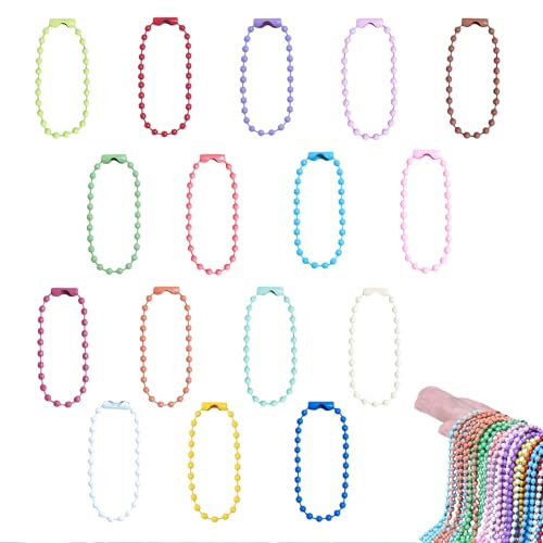 VINZOR 160 Piezas Cadena de Bolas de Colores Cadena Colgante de Metal, Cadena para Llaveros, Cadena de Bolas de Colores con Conectores para Colgantes, Accesorios de Joyería, Adornos Colgantes