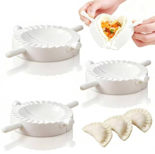 Ravioli Dumpling Maker Set Manual Pastry Press Mould Mold Wrapper Cutter Mold Tool for Home Kitchen (White, 3 PCS)