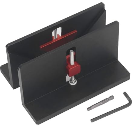 2PCS Right Angle Spline Clamp, Adjustable Dovetail Jig Locator, Aluminum Alloy Spline Clamp for Picture Frame Drawer Corner Slotting, with Wrench and Bit, 1mm Ground Clearance,