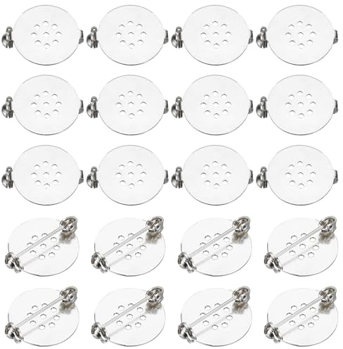 sourcing map 20 Pcs Brooch Pin Backs, 17mm Blank Round Disc Lapel Pin Backs for Jewelry Making DIY Crafts Badges Corsage, Silver