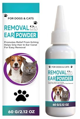 KATITFENXK Ohrenreiniger für Alle Katzen Hunde, Pulver zur Enthaarung von Hundeohren, Hund Ohrenreiniger, Hundeohren Reiniger, Hunde ohrenreiniger, Pet Ear Cleaning Powder (1PC,60G)