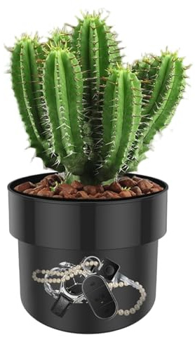 Flower Pot Secret Compartment Safe, Double Layer Container - Hidden Box with Wallet and Lock | For Cash, Key Rings, Watches, Valuables, , Jewellery