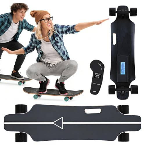 moupeaktain Tragbares Elektro Skateboard Für Erwachsene, 15 Km Reichweite, 25 Km/H Höchstgeschwindigkeit, Longboard Mit Tragegriff, 350-W-Motor Und 4-Gang-Fernbedienung, Für Campus Und Stadt