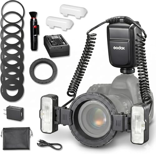 Godox MF-T76 S TTL Macro Twin Flash for Sony Cameras, 76Ws GN22.4 Macro Flash with HSS, 1.2s Recycle, 550 Full-Power Flashes, 0°-150° Adjustable Dual Heads, for Macro Photography, Insects & Jewellery