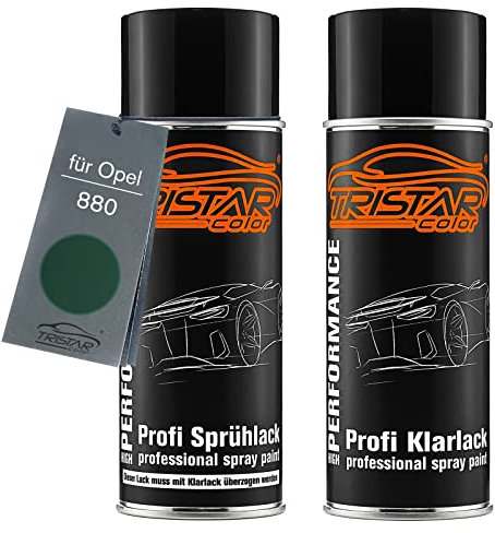 TRISTARcolor Autolack Spraydosen Set für Opel 880 Rangergrün/Ranger Green Basislack Klarlack Sprühdose 400ml