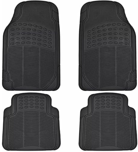 TAPPETINI TAPPETINO PER AUTO IN GOMMA 100% NERI TAPPETI INTERNI UNIVERSALI 4 PEZZI 2 ANTERIORI 2 POSTERIORI LAVABILE NON SCOLORANO CON PRETAGLI