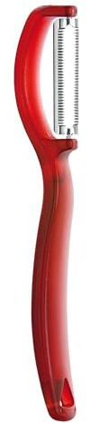 triangle Swivel Peeler, Red - Stainless Steel Serrated Twin Blade - Peels Soft, Delicate Fruits & Vegetables - Lightweight Handle - Dishwasher Safe - Made in Germany
