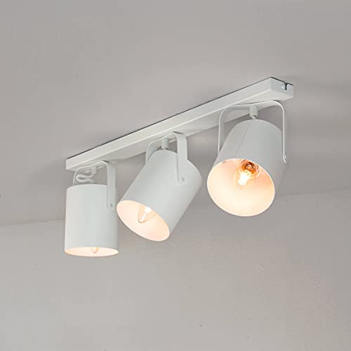 Licht-Erlebnisse Deckenstrahler Weiß E27 3-flammig – Drehbarer & Schwenkbarer Deckenspot aus lackiertem Stahl – L:60 cm – Strahler Küchenbeleuchtung