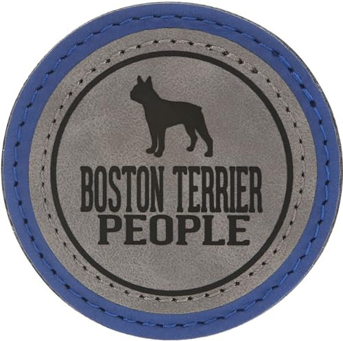 Pavilion Gift Company 67638 2.5 Inch Round Dog Refrigerator Magnet Boston Terrier People, PU Leather & Velvet, Blue