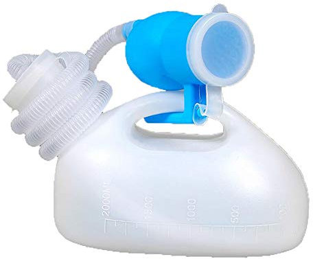 JLCP Herren-Urinal Mit 1,6-M-Schlauch, 2000-Ml-Urinflasche Mit Schraubverschluss Auslaufsichere Baby-Urinsammelbehälter Für Die Reise Mit Dem Campingwagen Im Krankenhaus,Weiß