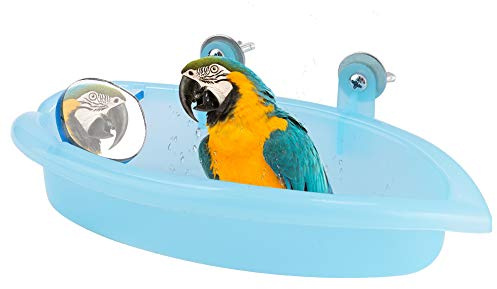 7.4in Bird Bath Box, Secure Cage Fit, Mirror Fun