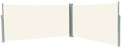 vanvilla Doppel Seitenmarkise Doppelmarkise Sichtschutz Sonnenschutz Grau/Beige 160x600 cm