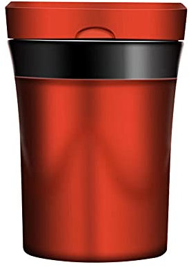 Solar Auto Aschenbecher, Asudaro Auto LED Aschenbecher mit Deckel und LED-Licht Keramik Auto Aschenbecher Auto rauchende Zigarette Aschenbecher Halter Auto Aschenbecher Cup Halter,Orange Rot