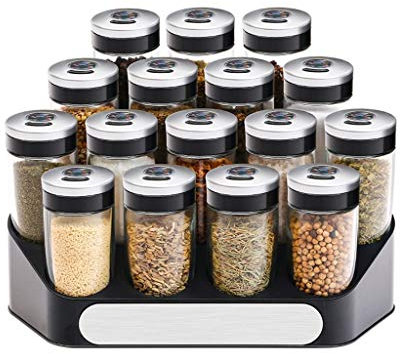 QINGGANGLING999 Barattoli di Spezie Stoviglie in Vetro for Cucina Set Stoviglie in Vetro for rinfrescante (16) Barattoli Portaspezie (Color : Silver)
