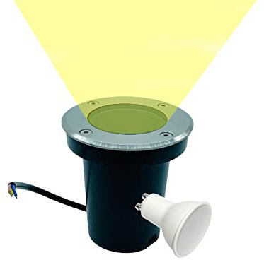 Partenopeautensili® Faretto segnapasso calpestabile 10W 230V Con attacco GU10 Impermeabile IP65 Per viali giardini (Rotondo, Caldo 3000K)