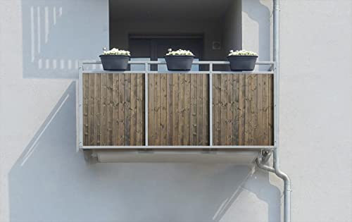 Wallario Balkonverkleidung, Sichtschutz, Windschutz, Meterware nach Maß - Motiv Holzpaneelen in grau braun - Holzmuster mit Maserung (Grundpreis: 27,95Eur/m)