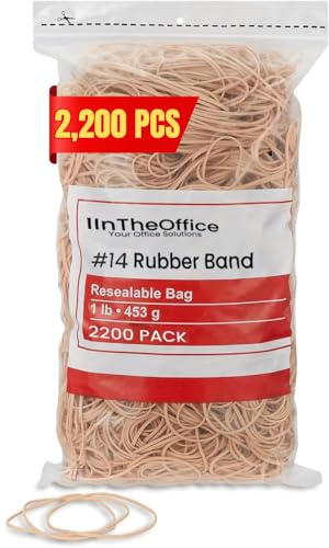 1InTheOffice Rubber Bands #14, Size14 Rubber Bands, Beige, 1 lb Box, (2,200/Pack)