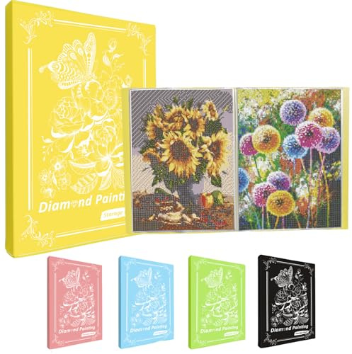 MUFEKUM Diamond Painting - Album per pittura con diamanti, formato A3, 60 tasche trasparenti, per pittura a diamante, per pittura a diamante, colore: giallo
