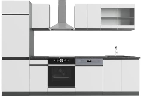 Vicco Küchenzeile R-Line, Weiß/Anthrazit, 300 cm
