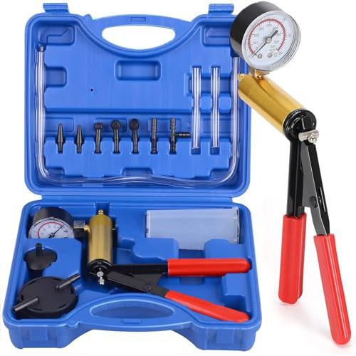 QUNNIE Tester per Pompa a Vuoto per Auto, Strumento di aspirazione del Liquido per Freni a Mano, 0~30 inHg 0~760 mmHg (kPa) può Facilmente Svuotare Il Freno dell'auto, Auto e Moto