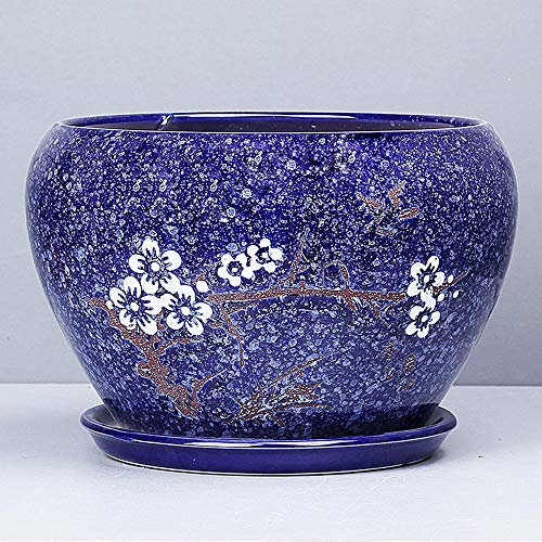 GImLY Extra großer Blauer Blauer kreativer Keramik-Vintage-Blumentopf, einfacher Sukkulentenbehälter, grüne Pflanzgefäße, Bonsai-Töpfe, Blumentopf, Heimdekoration (Size : L)
