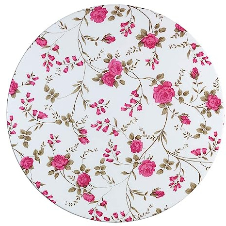 Maximex Spann-Tischdecke rund Ø 70-86 cm, Rosen-Motiv, abwischbare Gartentischdecke mit Gummizug, wetterfest, UV-beständig, für Garten, Balkon und Camping, Kunststoff