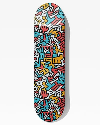 mubusi Skateboard Haring 78,5x20 cm 8 Zoll - Wandhalterung Skate Board Deko - Geschenk für Kinder, Junge und Erwachsene
