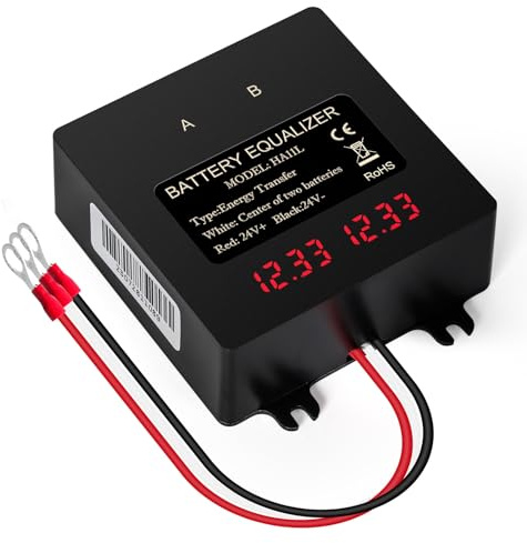 Jadeshay Égaliseur de Batterie, Égaliseur de Batterie 24V Affichage Numérique Équilibreur de Batterie 2 x 12V for Batterie au Lithium au Plomb