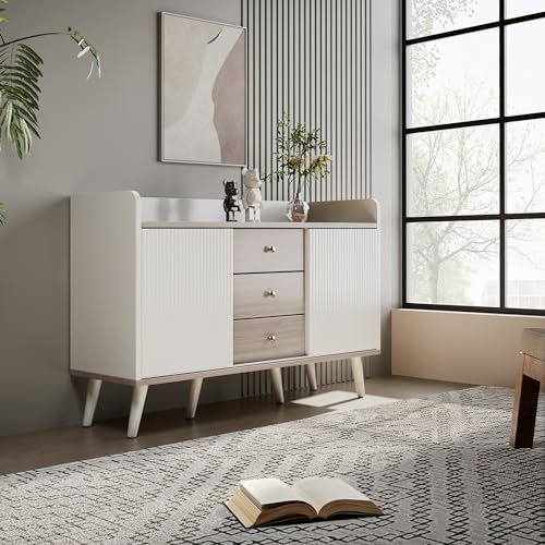 Merax Sideboard Wohnzimmer Küchenschrank Buffetschrank Barschrank mit DREI Schubladen Sideboard für Schlafzimmer