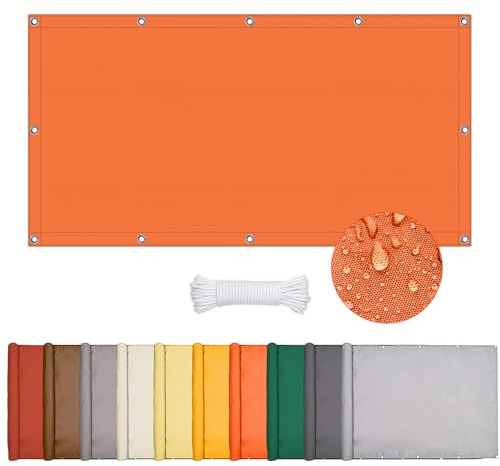 Sonnensegel Wasserdicht, Sonnensegel Rechteckig Mit Ösen, Markisenstoff UV Schutz 95%, Segeltuch Sonnenschutz Balkon Terrasse Mit Seil, Für Innenhof, Rasen, Garten, Park (Orange, 1.5 * 2m)