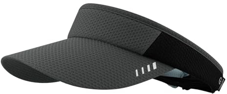 CLAPE brett brätte löpning sport visir andas visir keps för män kvinnor elastisk solvisir UV-skydd sommarhatt, DSKD1 Dark Grå, one size