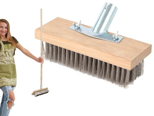 Spazzolone per tappeti, spazzola per la pulizia delle fughe, manico lungo in acciaio inox, decalcificazione, setole rigide, pulizia delle fughe per piscina