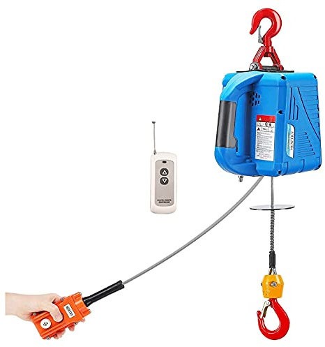 VNNHGB Elevador de polipasto eléctrico portátil, 1500W 60m Control Remoto Cabrestante eléctrico Grúa de elevación Elevador de Motor de Alambre de 5M/Min Aplicar al almacén de Garaje,100kg