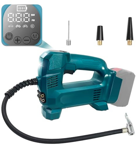 NUOGEDZ Tire Inflator for Bosch 18V Battery Portable Air Compressor for Car, Bicycle, Ball, 18V Auto Tire Pump with Digital Pressure Gauge (Tool Only, NO Battery) Blue