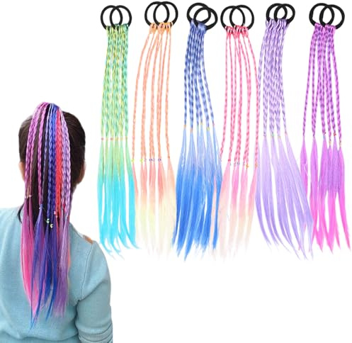 YIZWINS 12 Pezzi Extension Capelli Colorati, Codini per Capelli Bambina, Accessori per Capelli,Ciocche Colorate per Capelli Bambina Per Donne Ragazze Festa Festival Cosplay Dressup Party