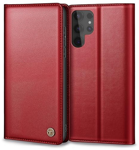 Thorhülle Handyhülle für Samsung Galaxy S24 Ultra 5G Hülle, Lederhülle Schutzhülle Tasche für Samsung S24 Ultra Hülle Wallet Kartenfach Standfunktion Flip Case für Galaxy S24 Ultra Klappbar, Rot