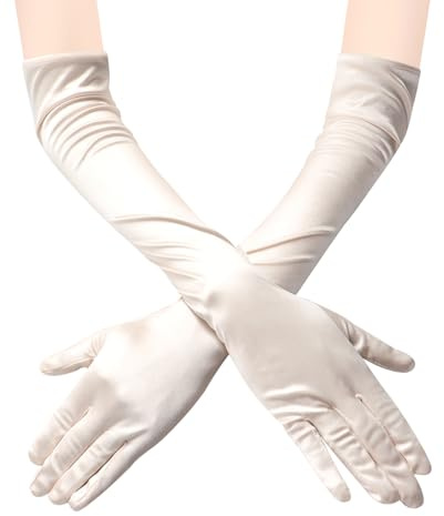 ZTVOWTO Handschuhe Lang, Ellenbogen Satin Handschuhe,Handschuhe Elegant Damen für Kostüm, Oper, Brautparty, Hochzeit und Abschlussball