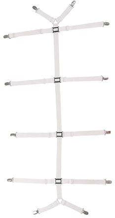 Batheidon Attache Drap Housse, Pince élastique pour Drap Housse, Drap Housse élastique 180x200, Tendeur Drap Housse avec Pinces Métalliques, pour Draps, Matelas, Planche à Repasser Ou Canapé, Blanc