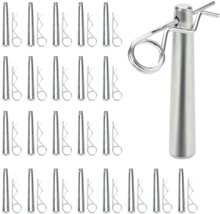 KVMORZE 24 Sets Galvanized Iron Conical Coupler Pins with R Clip, Stage Light Truss Accessories Lighting Trusses Replace Parts, Cotter Pins Assortment Kit Heavy Duty Hitch Pins Accessories, 2.7 inch
