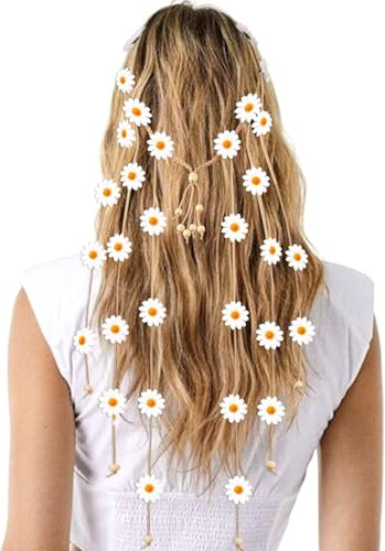 Tête fleurie bohème hippie des années 70, couronne de tournesols et de marguerites, accessoires pour la photographie, accessoires pour les cheveux