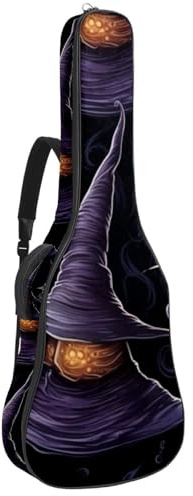 Bassgitarrentasche mit Kunst Halloween Hexenhut 79, Akustikgitarrentasche 101,6 cm E-Gitarrenkoffer, wasserdichte Oxford E-Gitarre Gigbag für akustische klassische Gitarre, Ukulele, Kunst Halloween