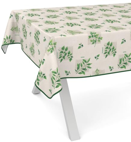 ANRO Wachstuchtischdecke Wachstischdecke Wachstuch Tischdecke abwaschbar Gartentischdecke Wasserabweisend 160x120cm mit Saum (Eingefasst) Kräuter