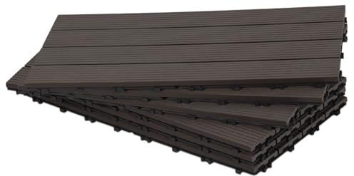 Fiqops 24 stycken WPC terrassplattor, 30 x 60 cm Wpc kakel, trädgårdskakel med klicksystem, terrassbrädor balkongplattor klickplattor, vattentät klickkakel terrass, för 4 m² kaffe