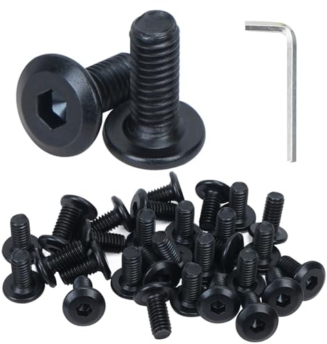 HO2NLE 30 Stück Schrauben M5 x 30mm Flachkopfschrauben Innensechskant Schwarz Edelstahl Vollgewinde Möbelschrauben Sechskantschraube mit Innensechskantschlussel