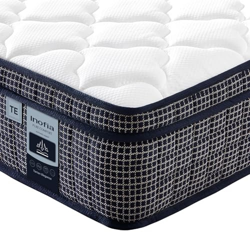 Inofia Matelas 90x200 Tartan-E,7zones,Matelas à Ressorts ensachés avec Mousse à mémoire de Forme orthopédique,Gel rafraîchissant HermoReg,Housse VitaFlow 3D-28 cm,Certifié ÖKO-TEX® Essai100 Nuits