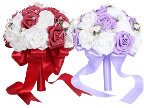 GARVALON Bouquet Da Sposa Per Matrimonio Decorazione Fai Da Te Fiori Artificiali Vividi Addobbi Nuziali Casa Ufficio Camera Letto
